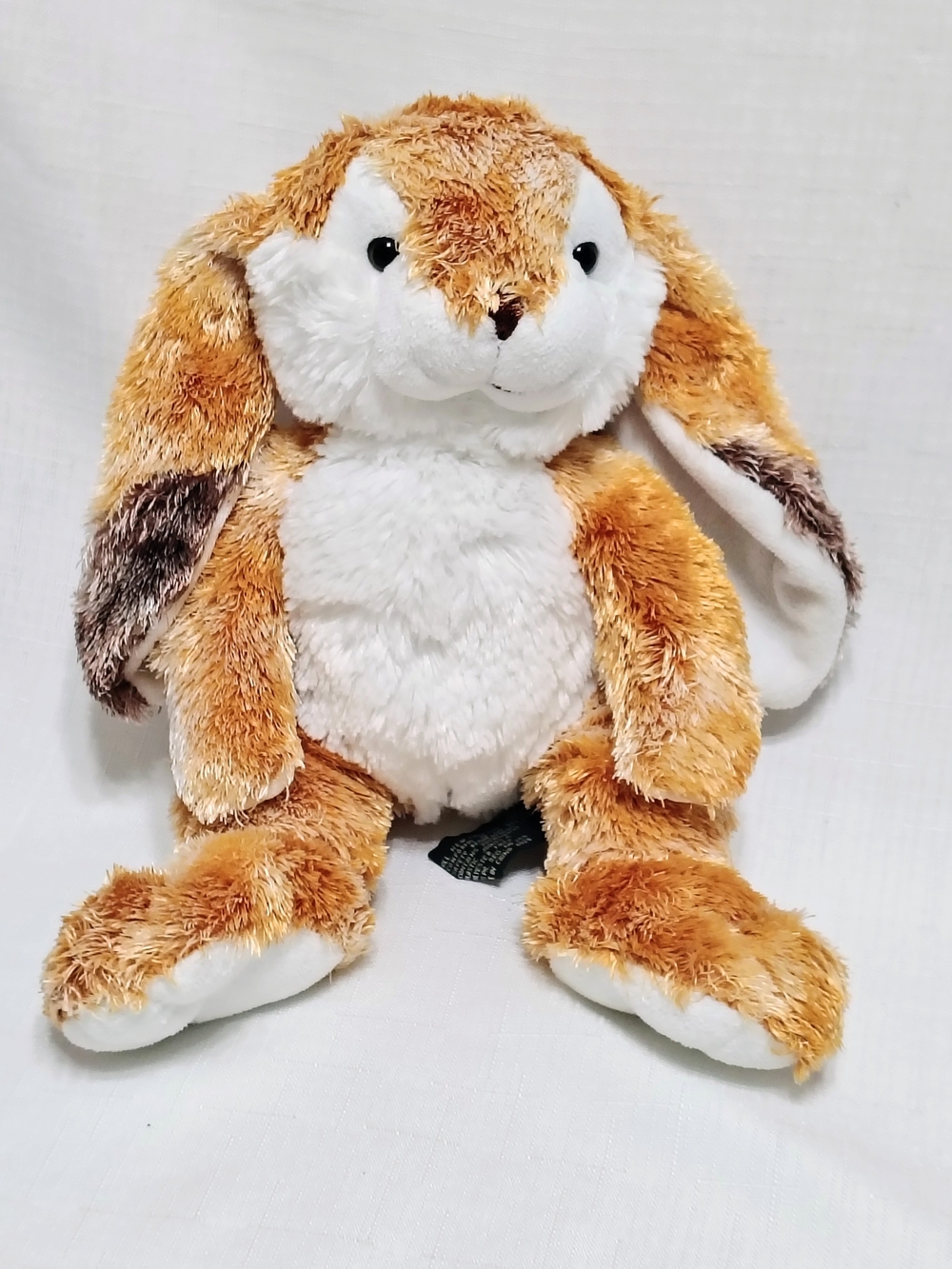 Russ Berrie WELLESLEY Bunny Rabbit Plush Floppy Ear Silky Shimmer Rust  White 9"